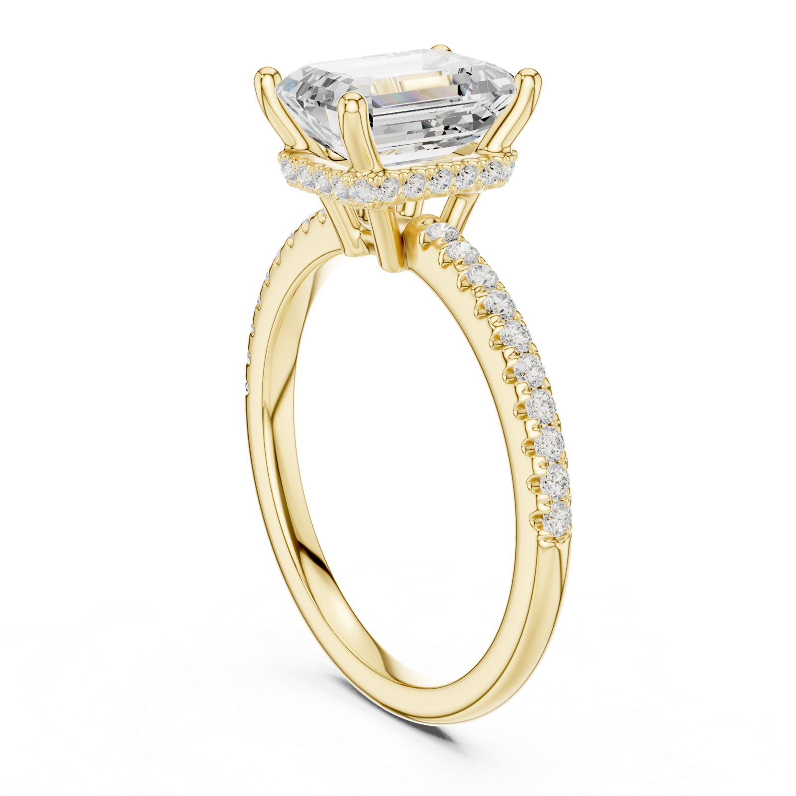 Gold Ring DDLR-177, Emerald center stone, Yellow Gold, view 1