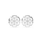 14K Solid Gold Lab Diamond Flower Cluster Earrings, White Gold