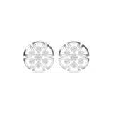 14K Solid Gold Lab Diamond Flower Cluster Earrings, White Gold