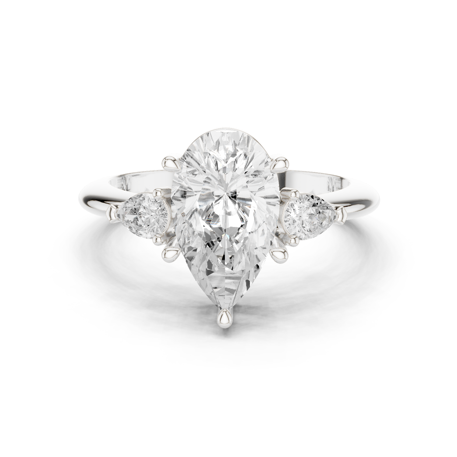 Gold Jewelry L35-66, Pear center stone, White Gold