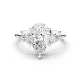 Gold Jewelry L35-66, Pear center stone, White Gold