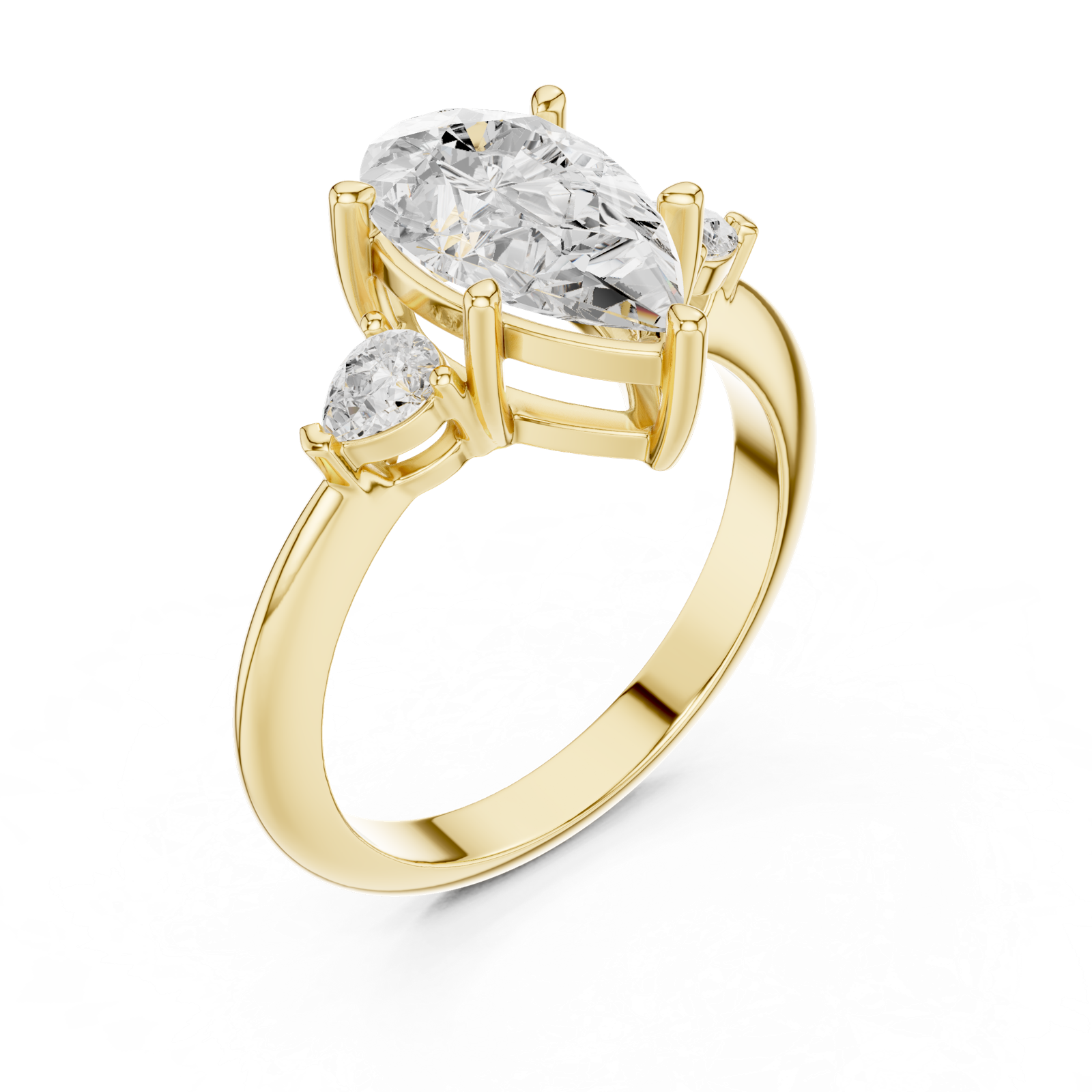 Gold Jewelry L35-66, Pear center stone, Yellow Gold, view 2