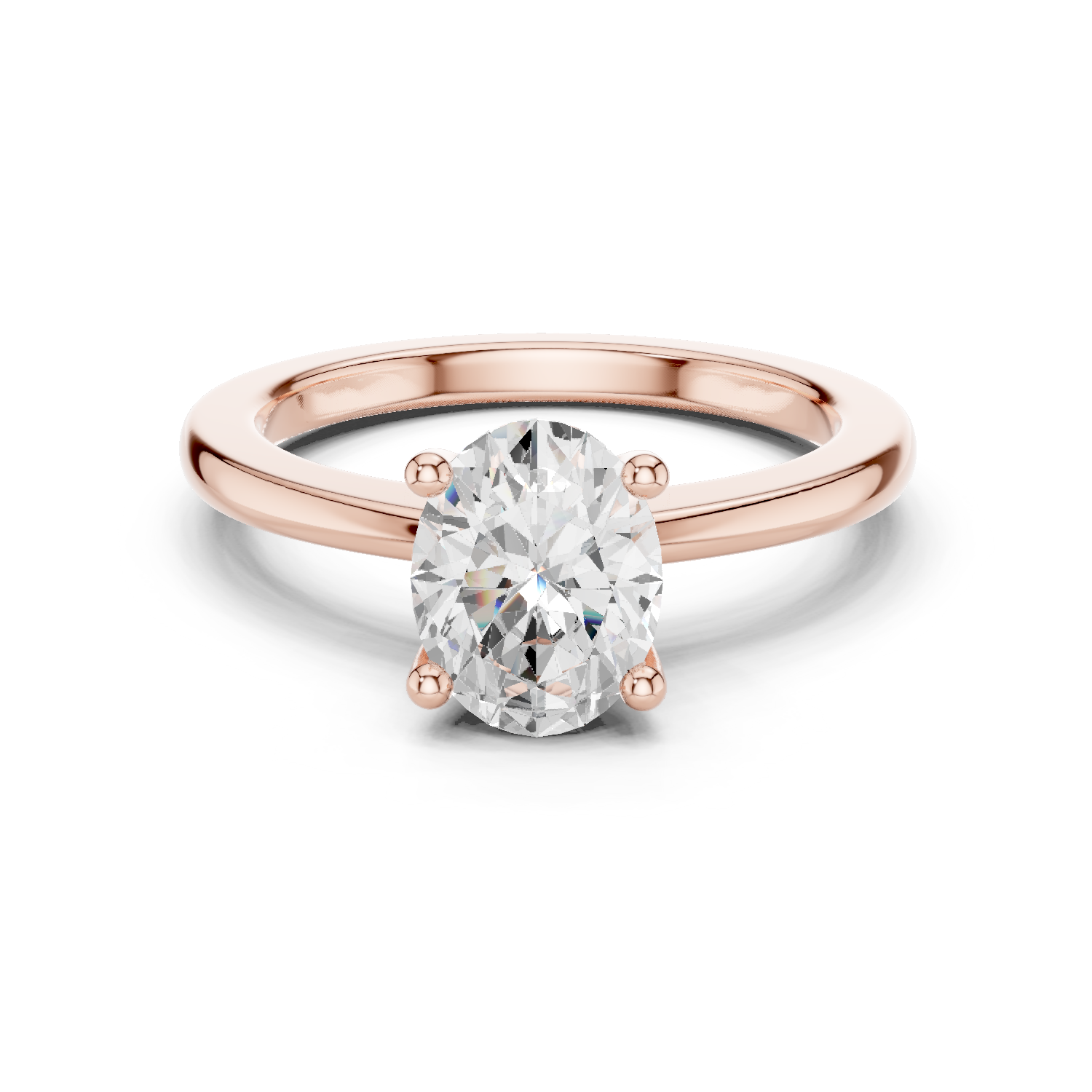 Gold Ring DDLR-032, Oval center stone, Rose Gold