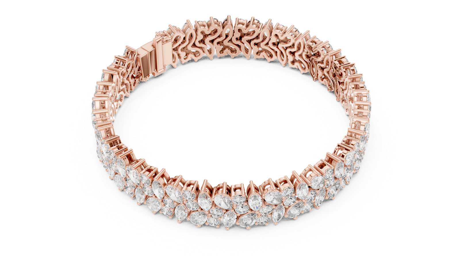 14K Solid Gold Lab Diamond Bracelet, Rose Gold, view 2