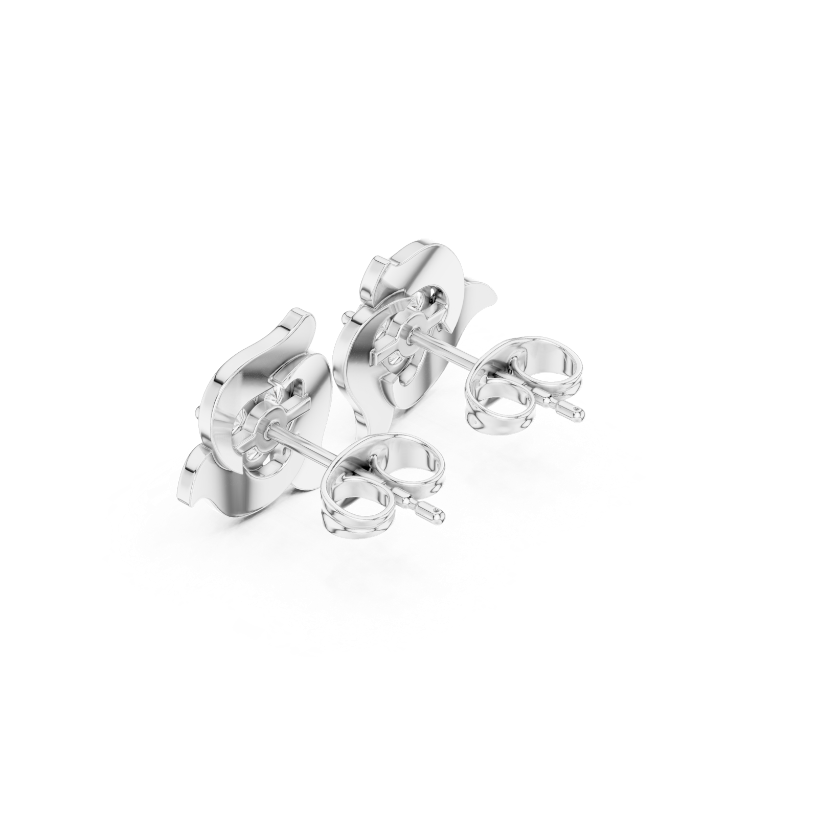 Gold Earrings AER-59, White Gold, view 2