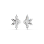 14K Solid Gold Lab Diamond Flower Cluster Earrings, White Gold