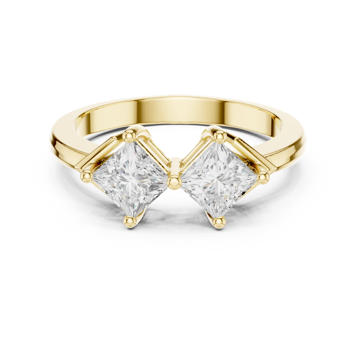 14K Solid Gold Lab Diamond Cluster Ring, Yellow Gold