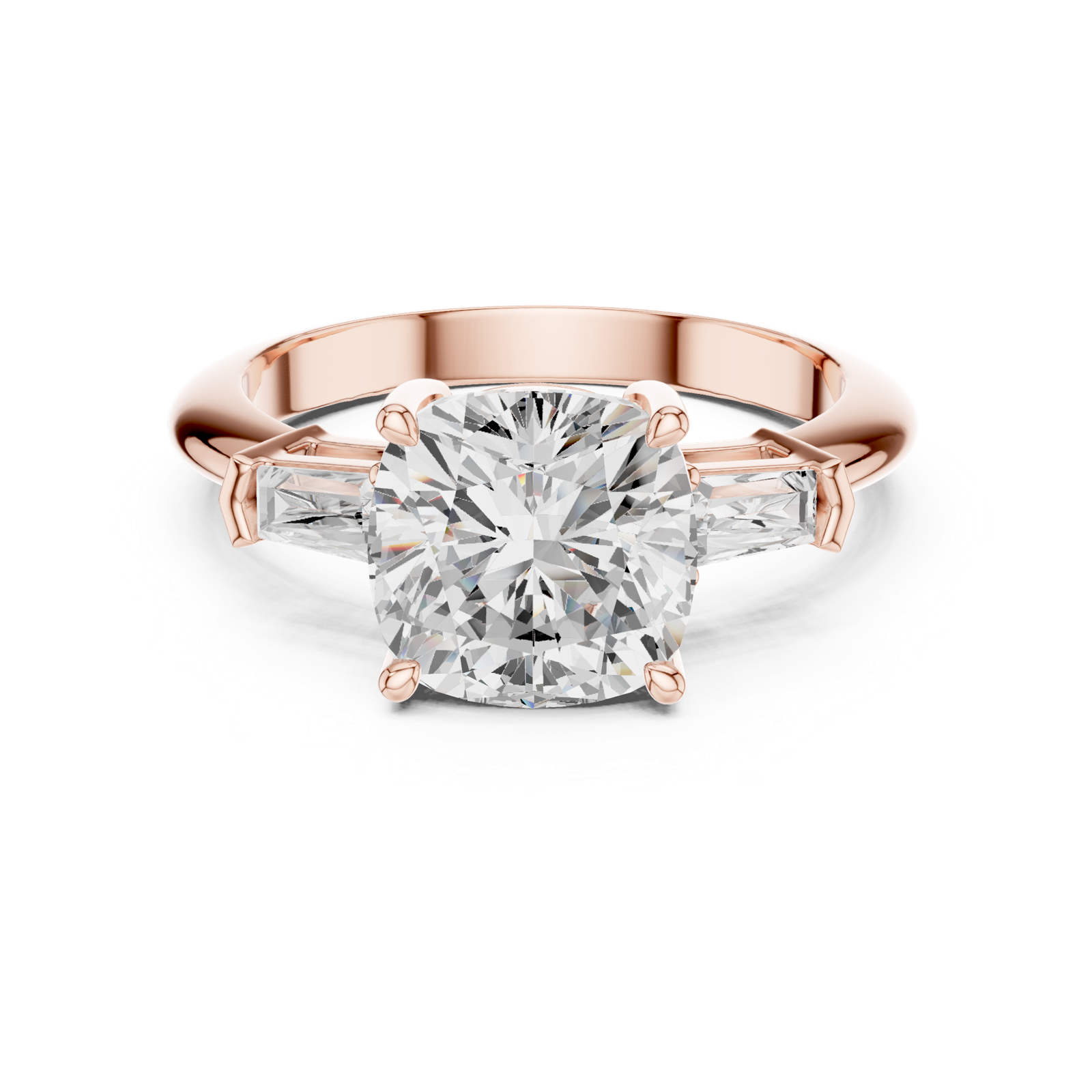 Gold Jewelry, Cushion center stone, Rose Gold, view 4
