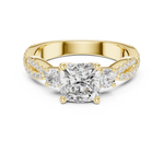 Gold Ring, Cushion center stone, Yellow Gold, view 4
