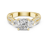 Gold Ring, Cushion center stone, Yellow Gold, view 4
