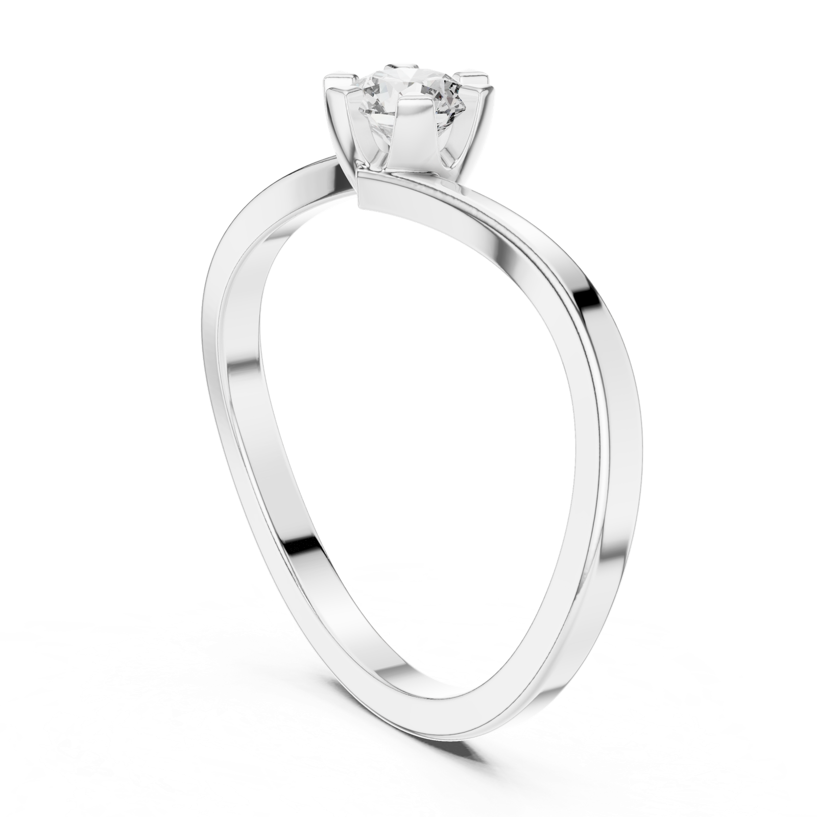 14K Solid Gold Lab Diamond Crossover Ring, White Gold, view 1