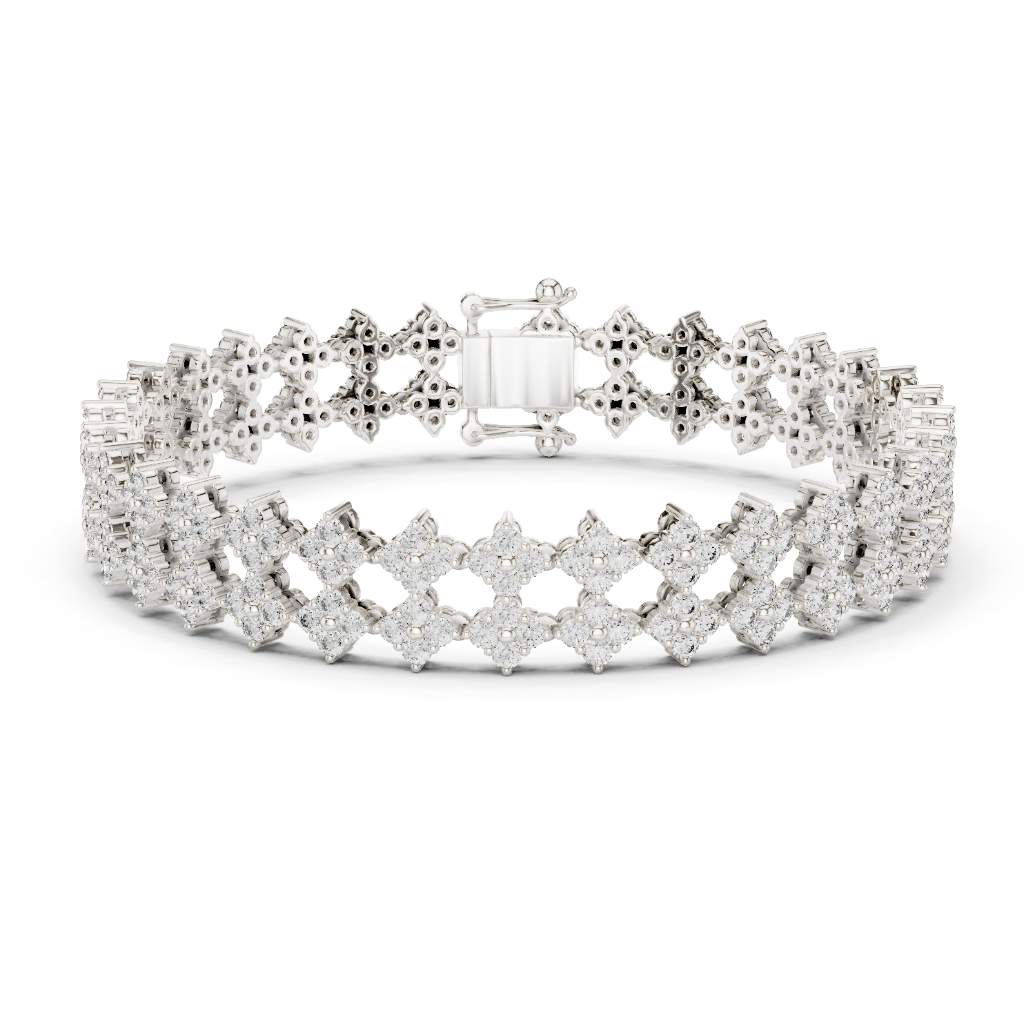 14K Solid Gold Lab Diamond Bracelet, White Gold