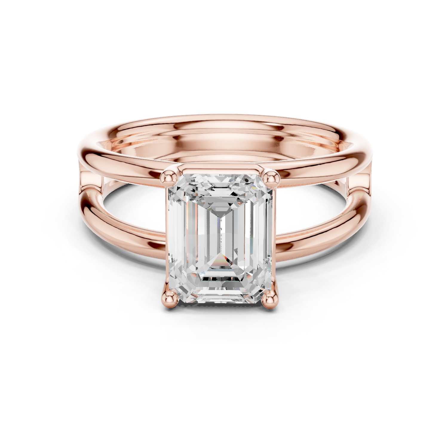 Gold Jewelry L36-9, Emerald center stone, Rose Gold