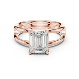 Gold Jewelry L36-9, Emerald center stone, Rose Gold