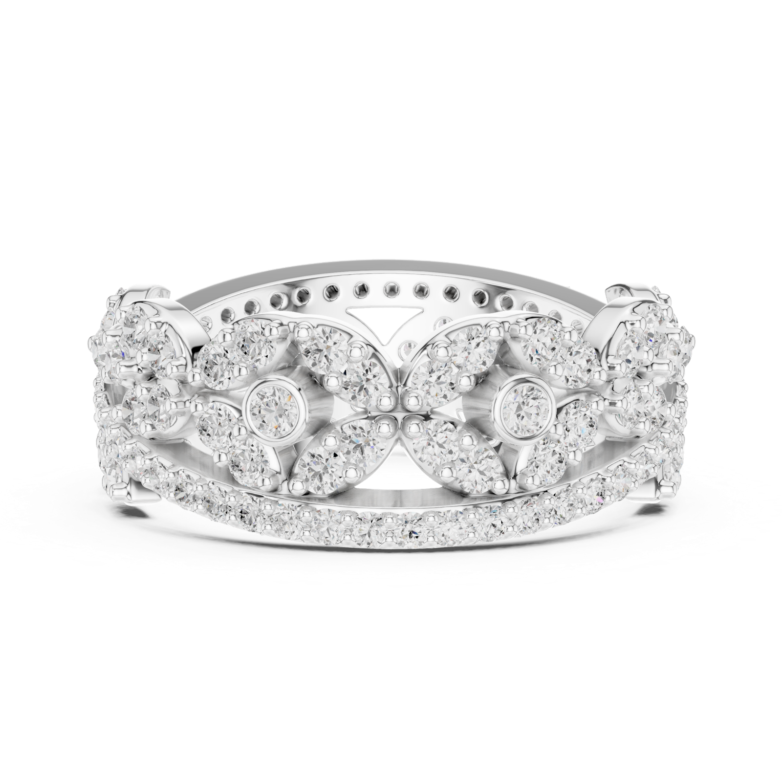 Gold Ring r45, White Gold, view 3