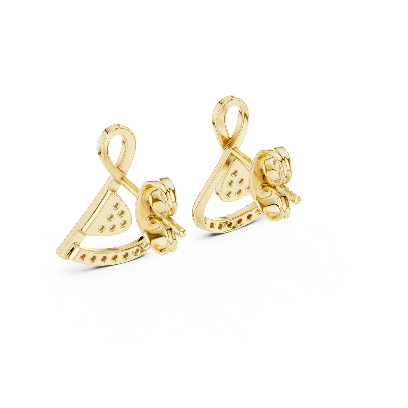 Gold Earrings 12-10028@E, Yellow Gold, view 3