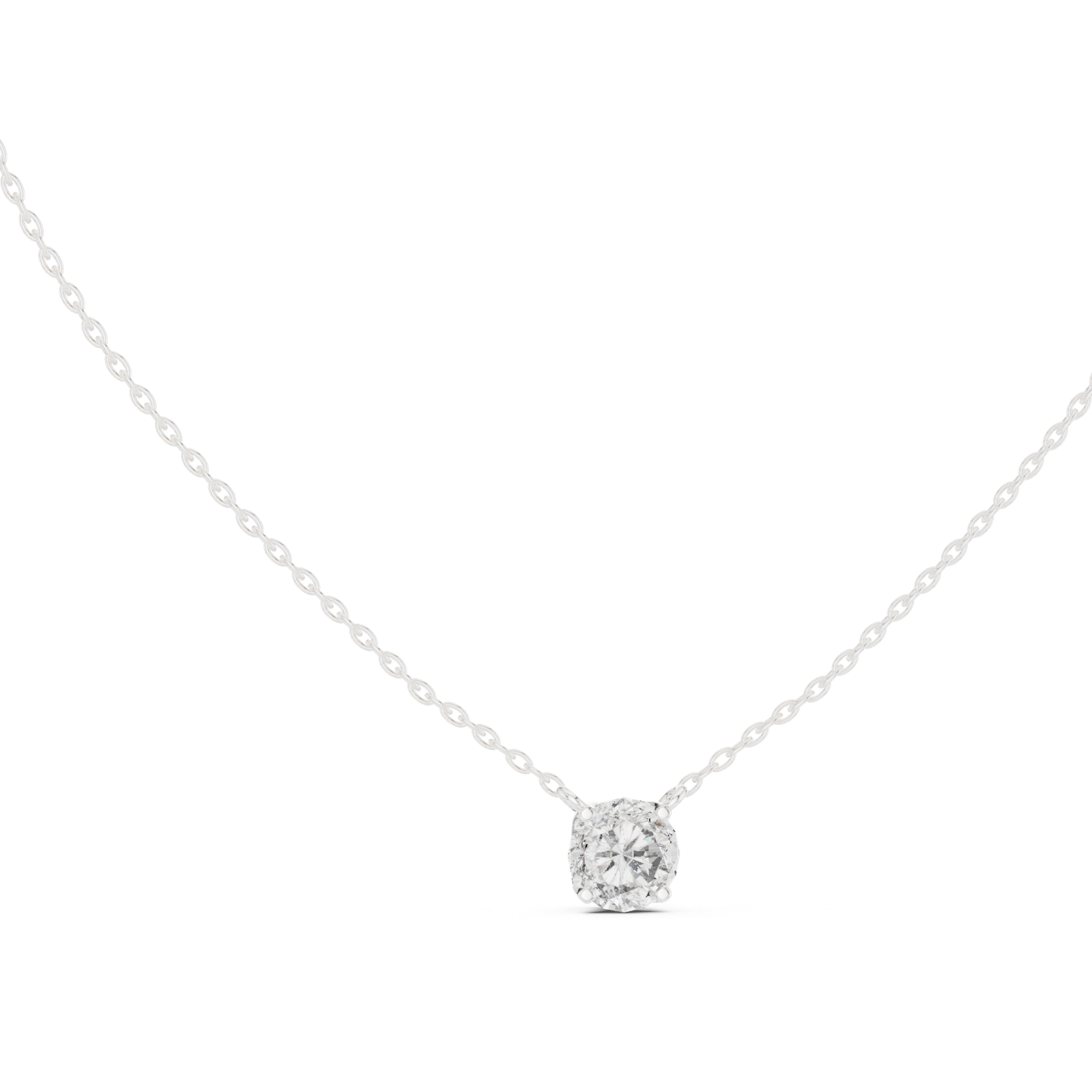 14K Solid Gold Lab Diamond Solitaire Pendant Necklace, White Gold, view 1