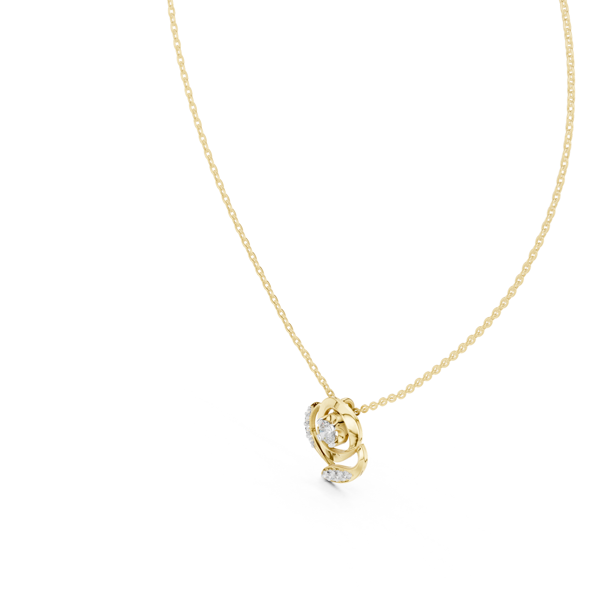 14K Solid Gold Lab Diamond Pendant Necklace, Yellow Gold