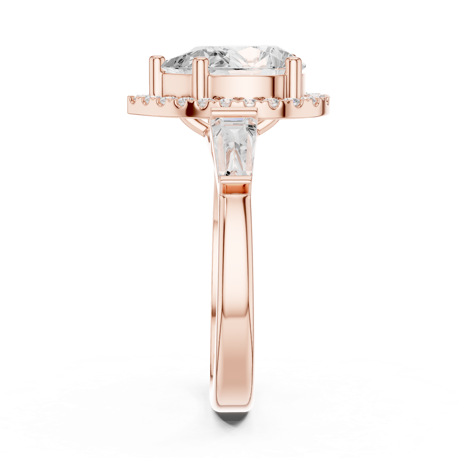 Gold Ring DDLR-342, Pear center stone, Rose Gold, view 3