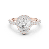 Gold Ring DDLR-118, Pear center stone, Rose Gold