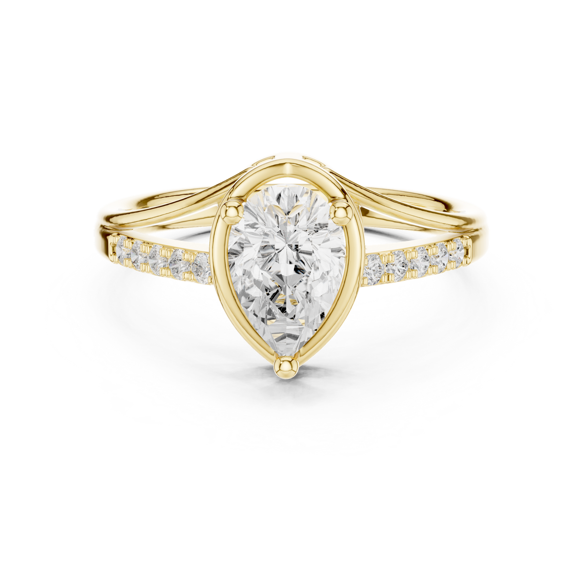 14K Solid Gold Lab Diamond Solitaire Ring, Yellow Gold
