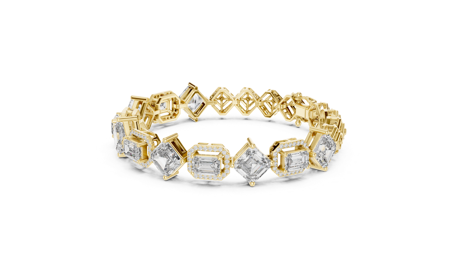 14K Solid Gold Lab Diamond Bracelet, Yellow Gold, view 1