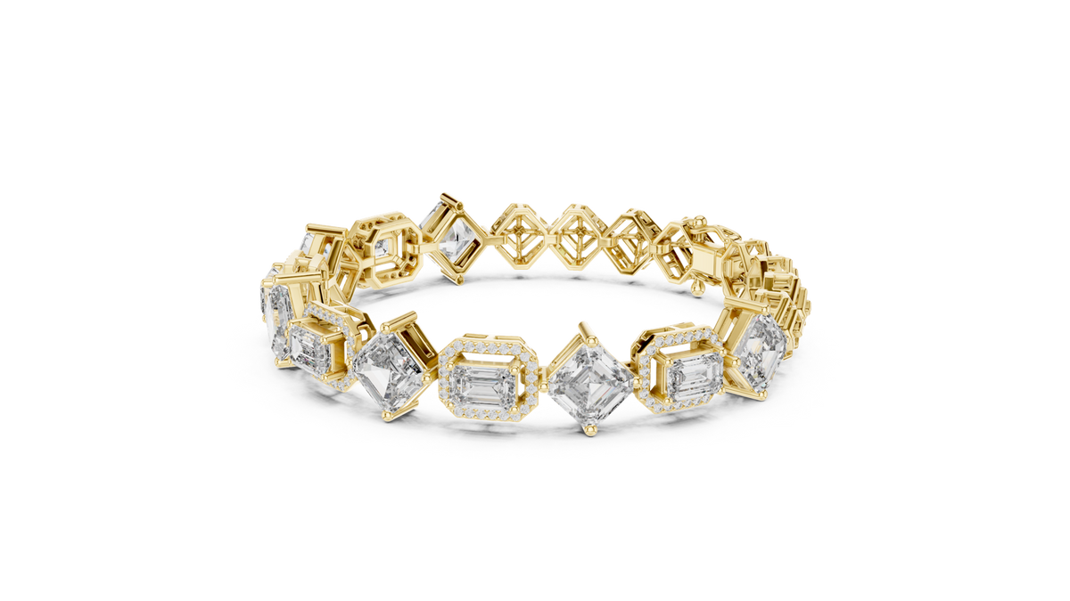 14K Solid Gold Lab Diamond Bracelet, Yellow Gold, view 1