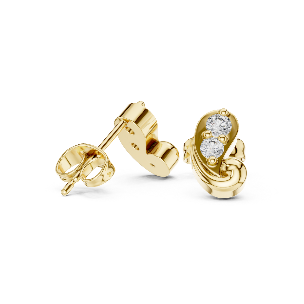 14K Solid Gold Lab Diamond Cluster Earrings, Yellow Gold, view 1