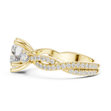 Gold Ring, Heart center stone, Yellow Gold, view 3