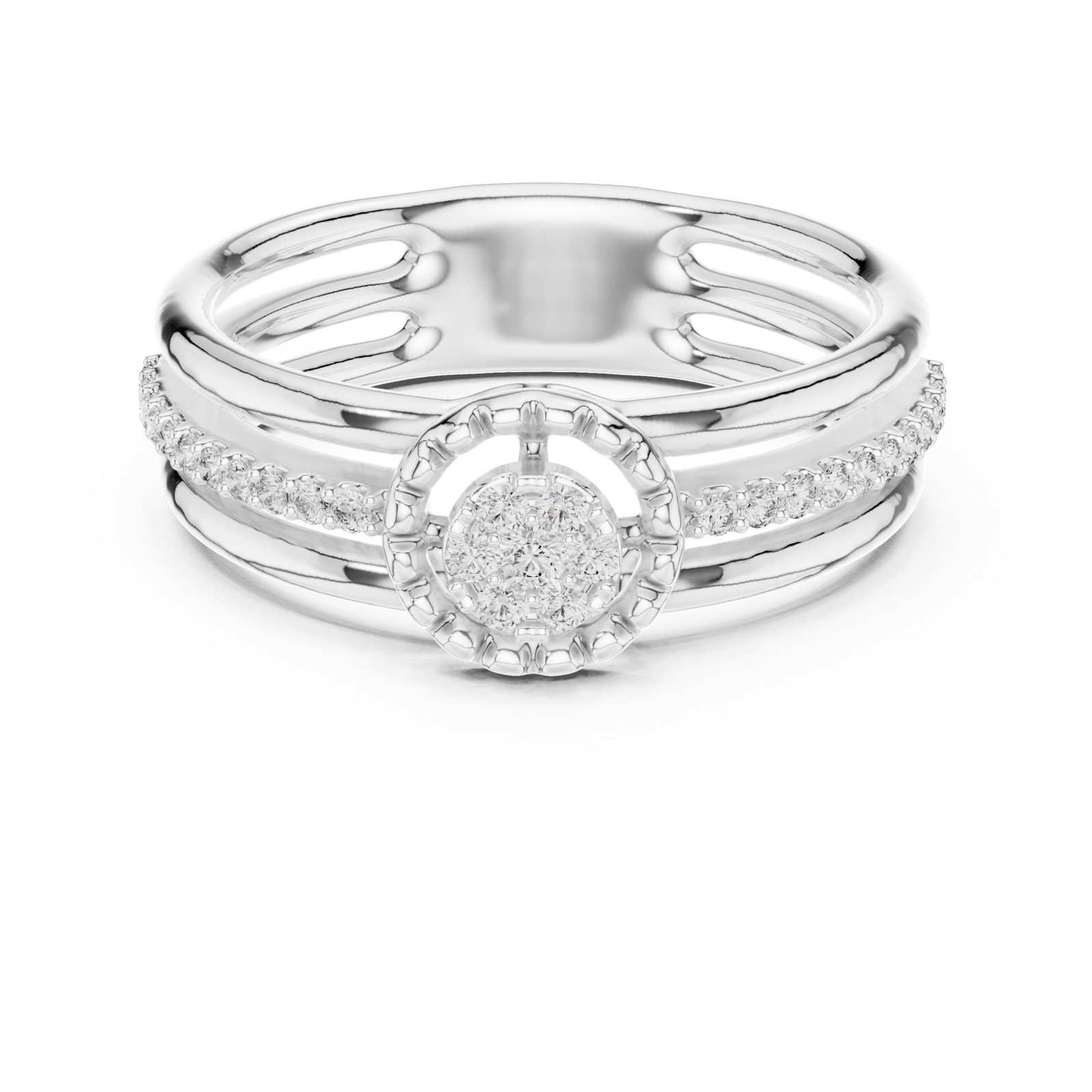 Gold Ring 12-10060@L, White Gold