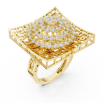 14K Solid Gold Lab Diamond Signet Ring, Yellow Gold, view 2