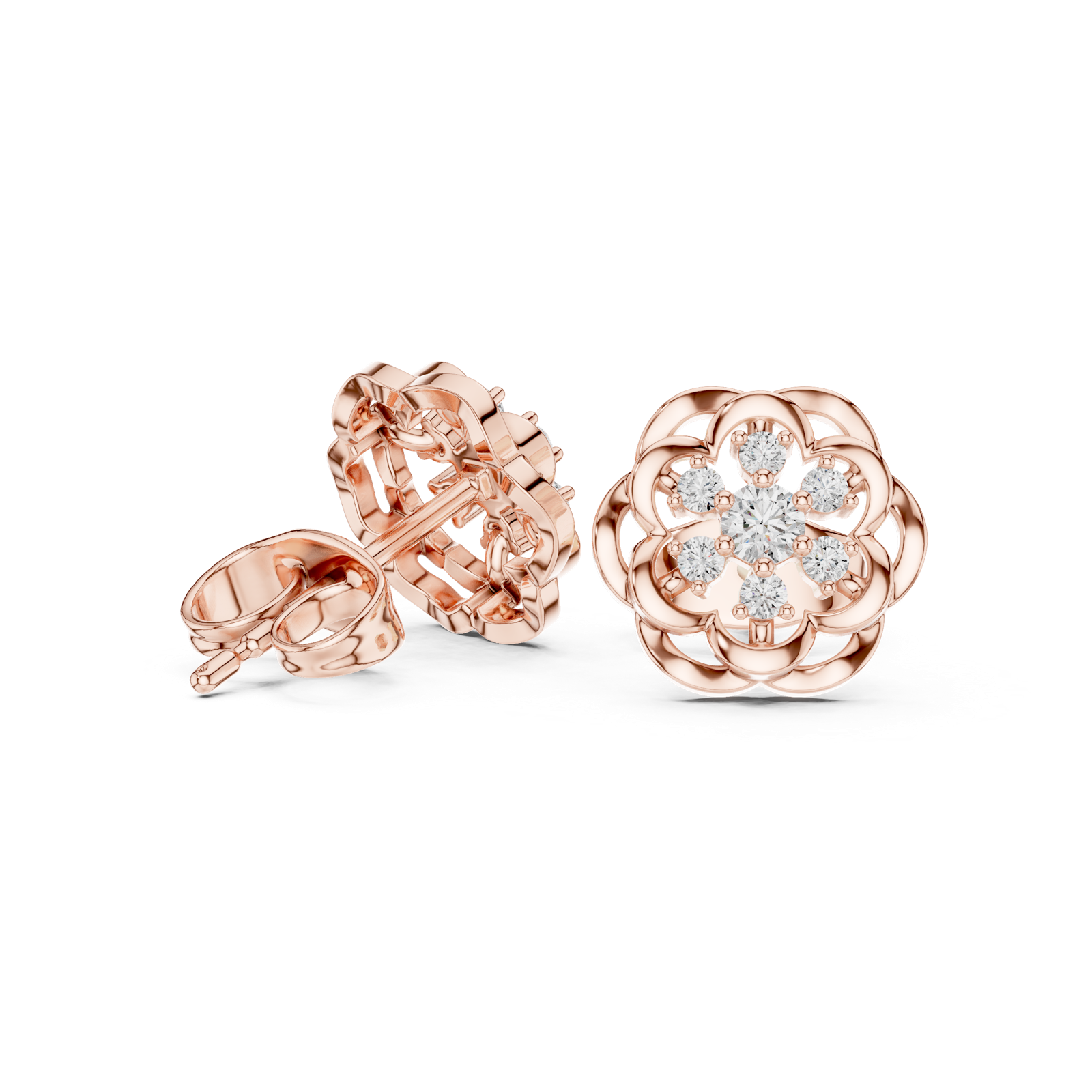 Gold Earrings 9-10073E, Rose Gold, view 1