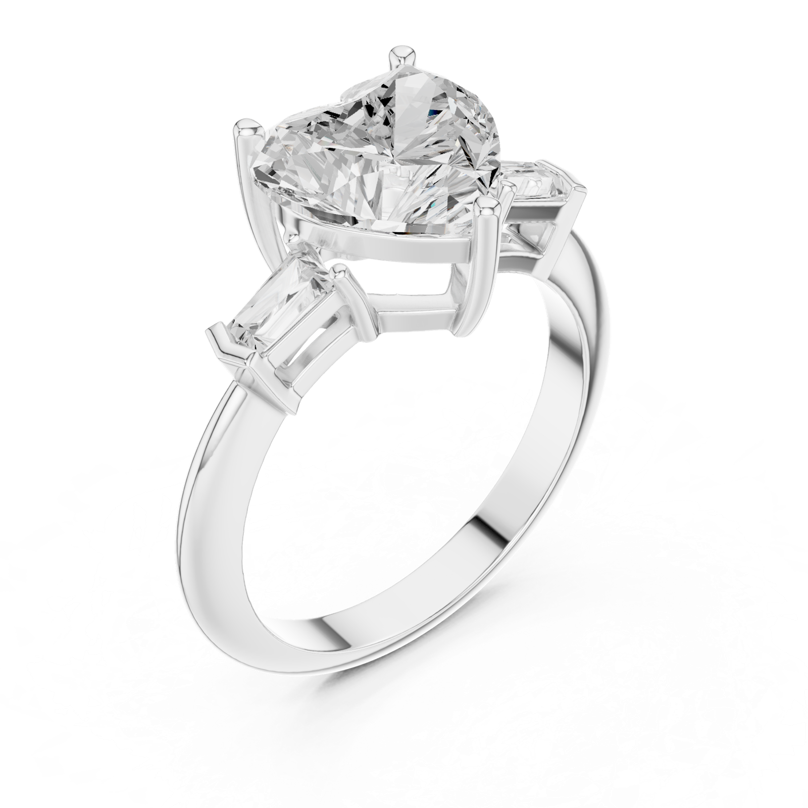 Gold Jewelry L35-67, Heart center stone, White Gold, view 2