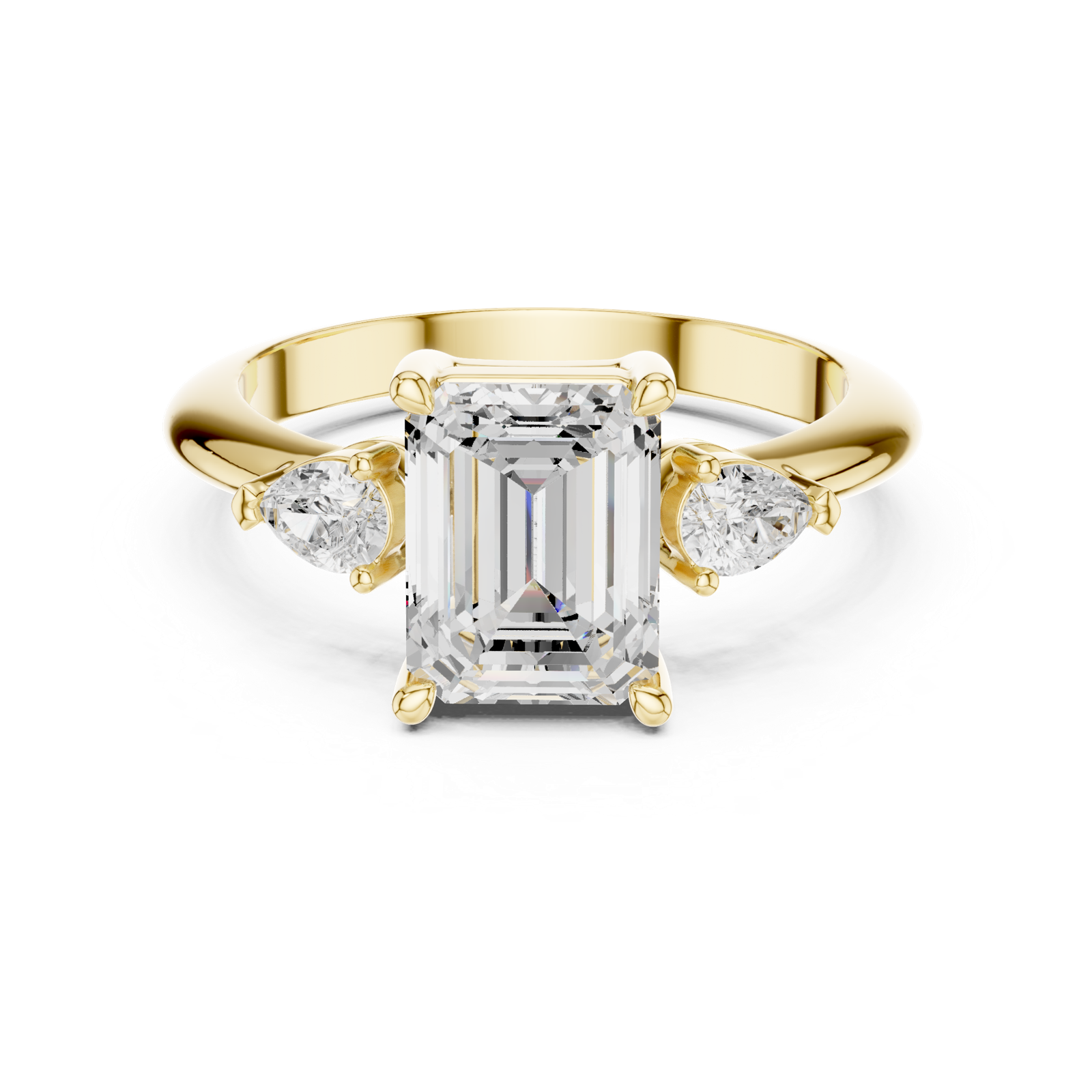 Gold Jewelry, Emerald center stone, Yellow Gold, view 4