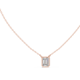 14K Solid Gold Lab Diamond Solitaire Pendant Necklace, Rose Gold, view 1
