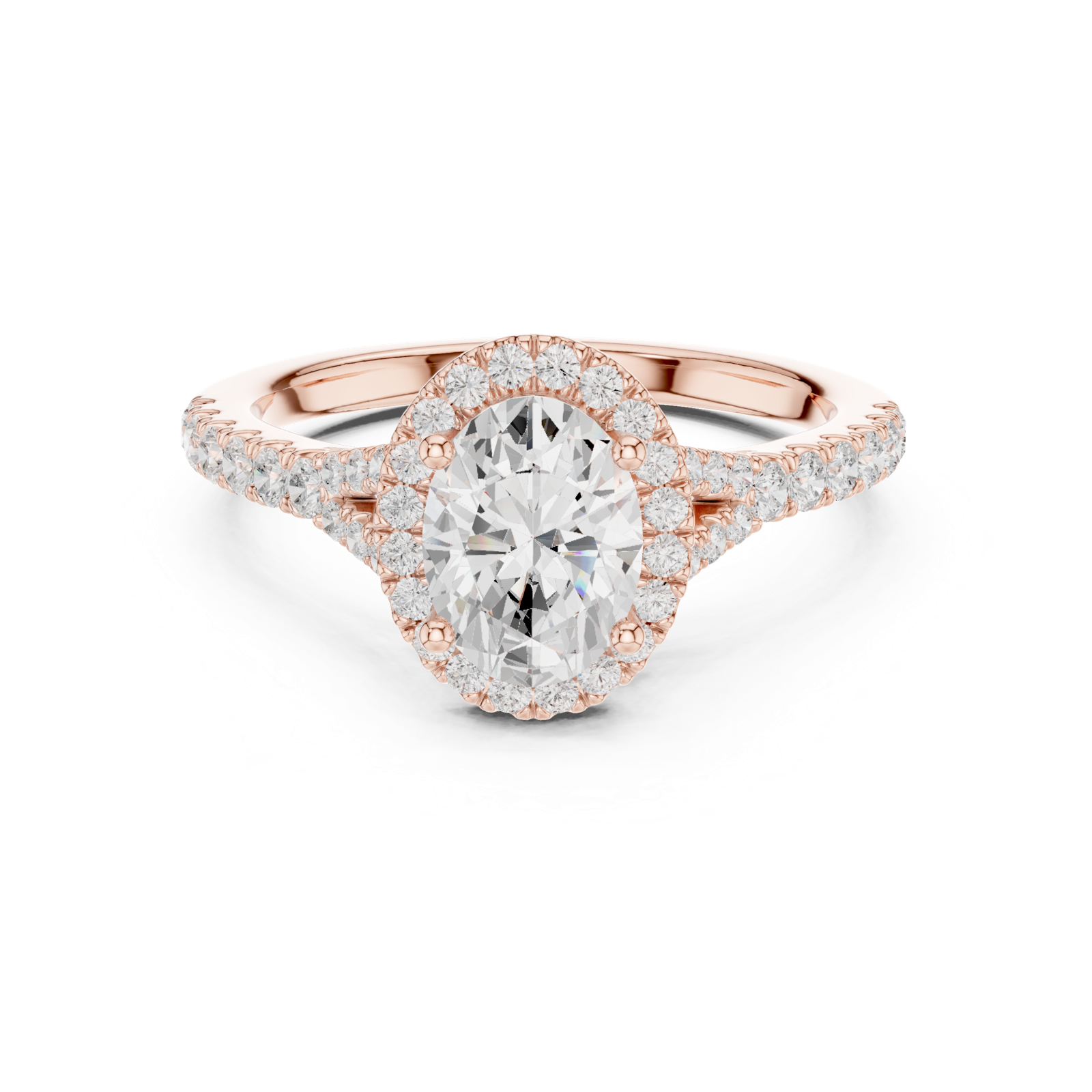 Gold Ring DDLR-043, Oval center stone, Rose Gold, view 4