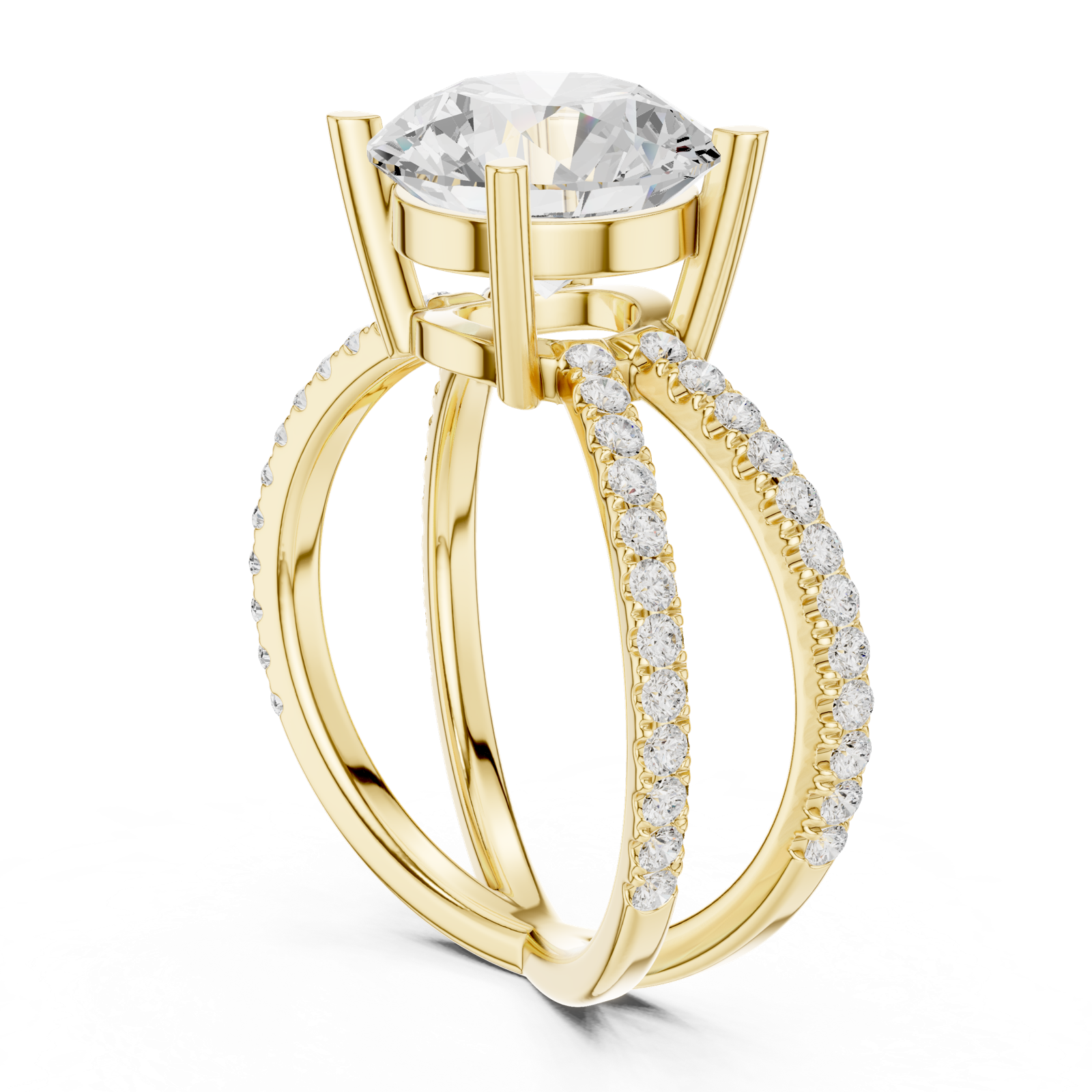 Gold Jewelry L36-25, Round center stone, Yellow Gold, view 1