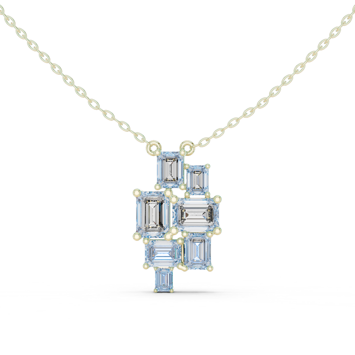 14K Solid Gold Lab Diamond Cross Pendant Necklace, Yellow Gold