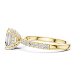 Gold Ring, Asscher center stone, Yellow Gold, view 3