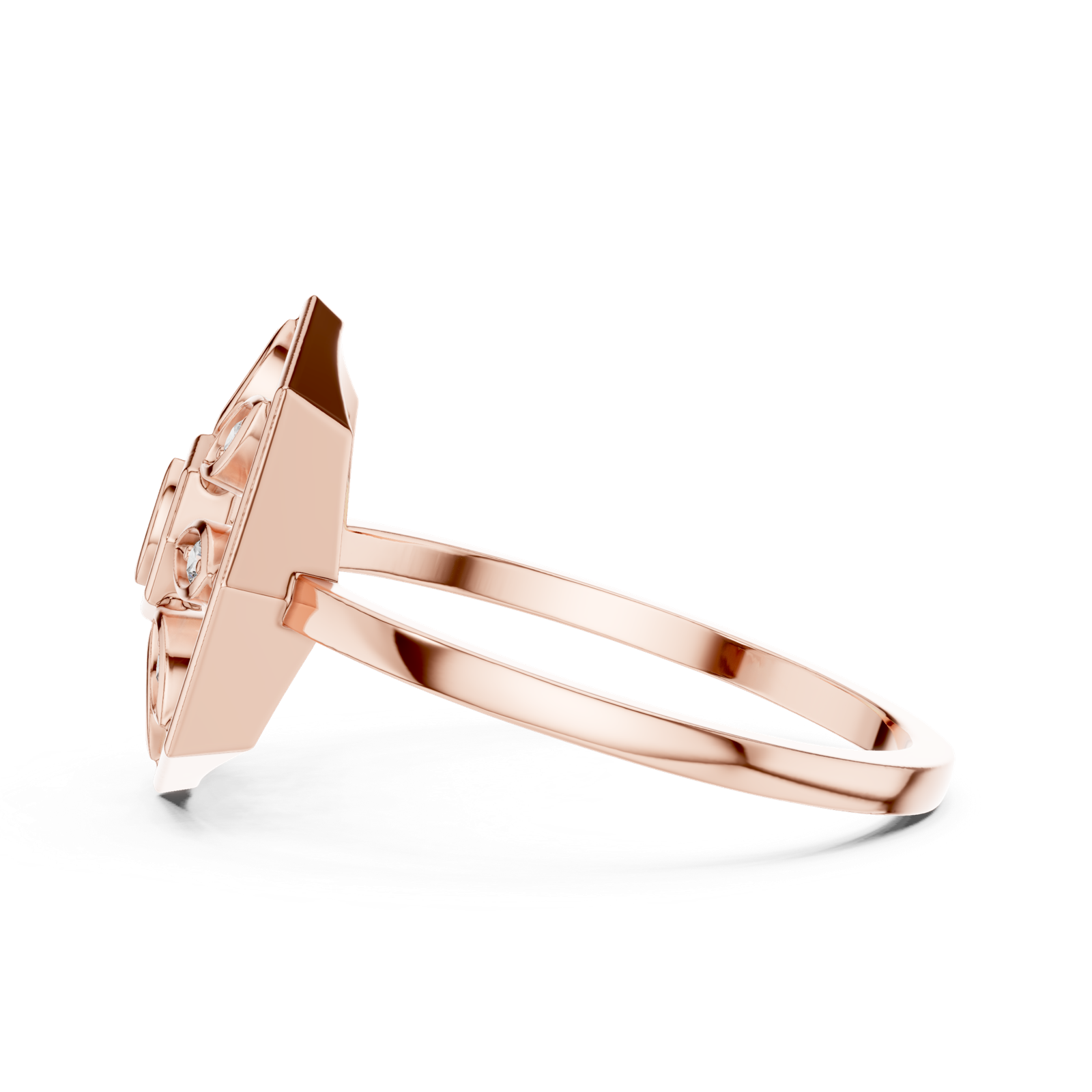 Gold Ring DR-6253, Rose Gold, view 3