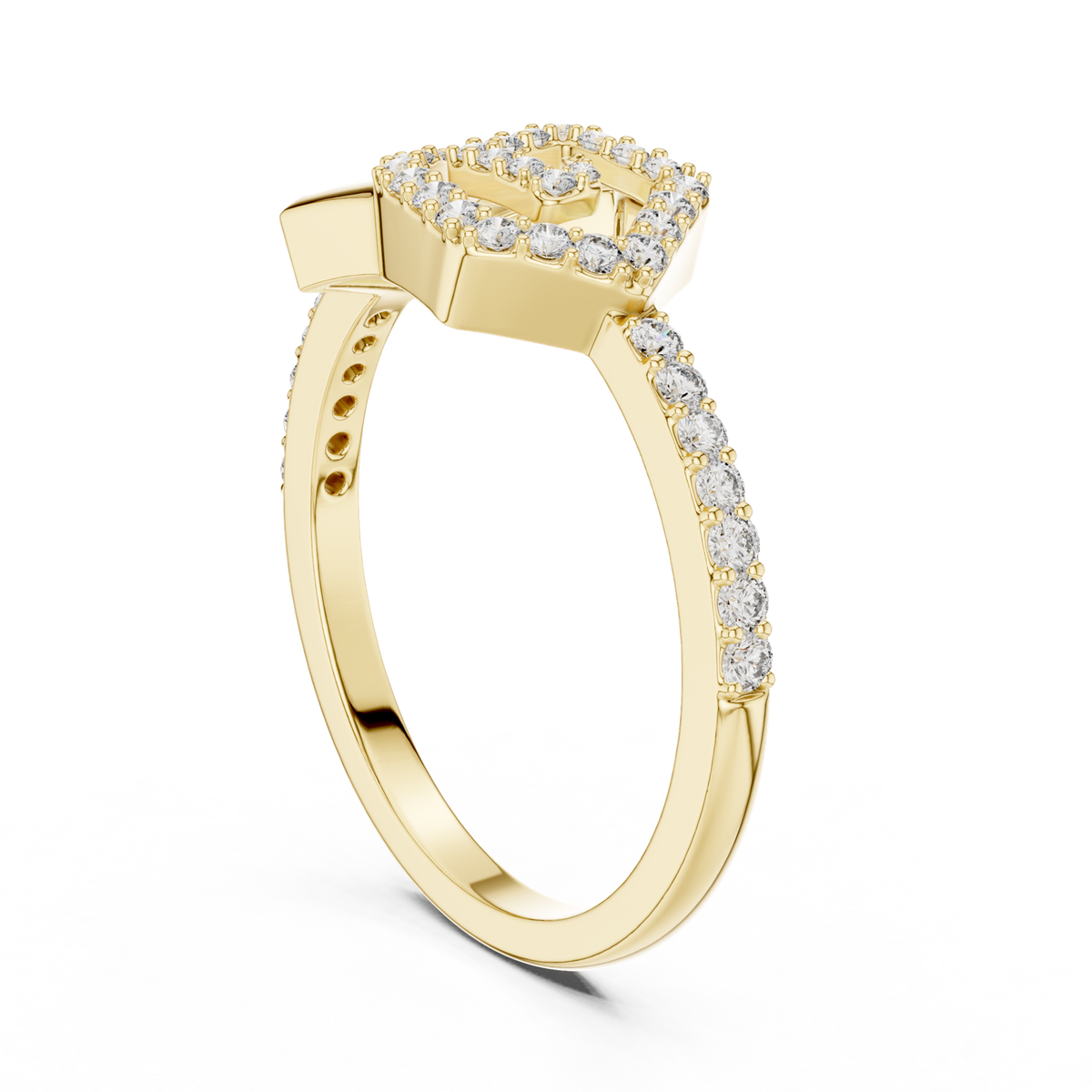 14K Solid Gold Lab Diamond Cluster Ring, Yellow Gold, view 1