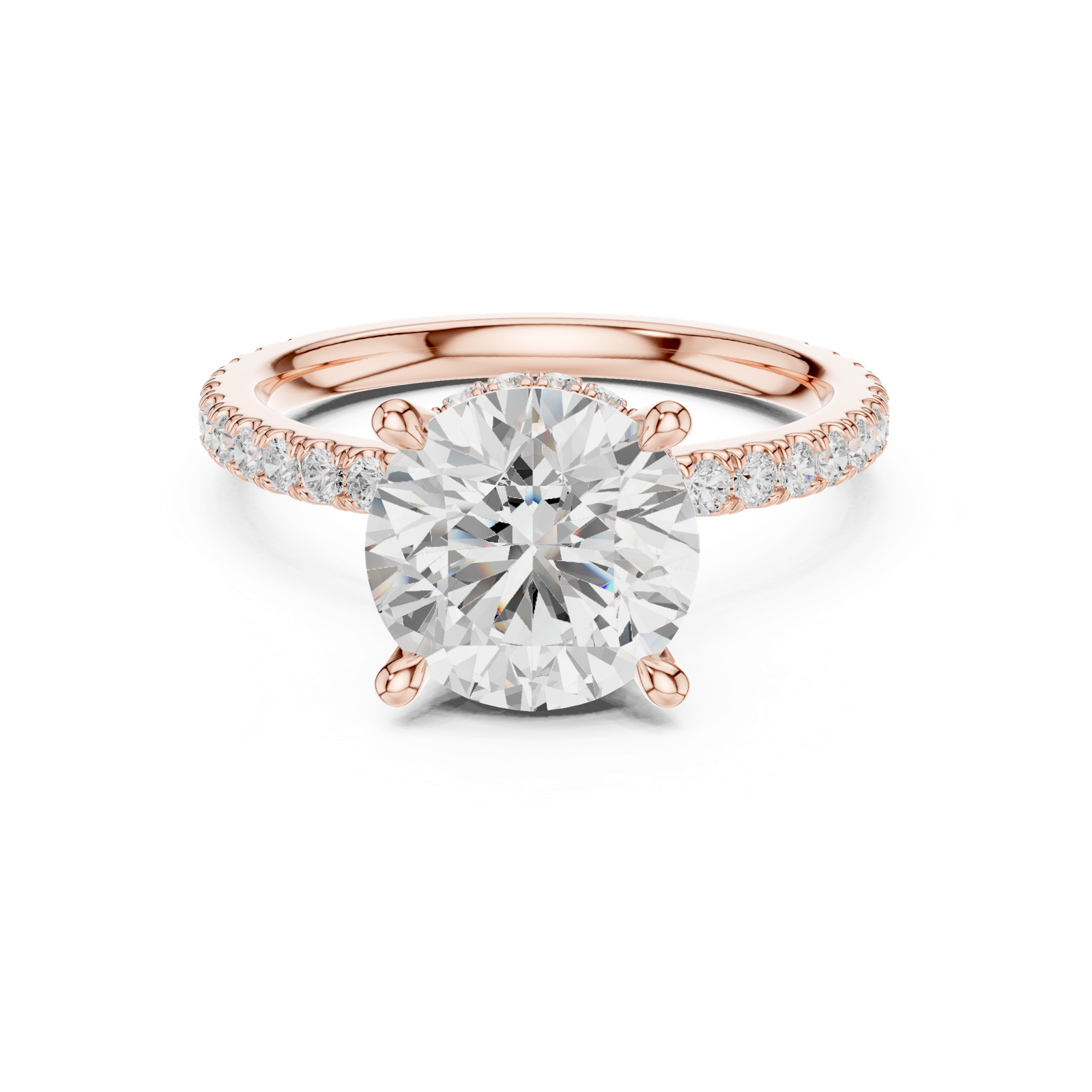 Gold Ring DDLR-171-R00865, Round center stone, Rose Gold, view 4