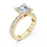 Gold Jewelry, Asscher center stone, Yellow Gold, view 2