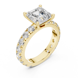 Gold Jewelry, Asscher center stone, Yellow Gold, view 2