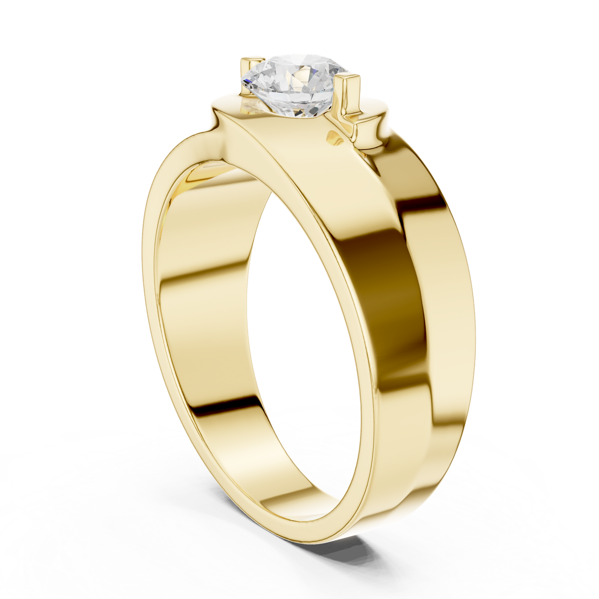 14K Solid Gold Lab Diamond Solitaire Ring, Yellow Gold, view 1