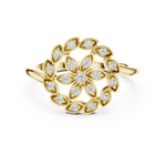 14K Solid Gold Lab Diamond Flower Cluster Ring, Yellow Gold