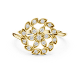 14K Solid Gold Lab Diamond Flower Cluster Ring, Yellow Gold