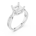 Gold Twisted Band Solitaire Engagement Ring, Princess center stone, White Gold, view 2