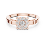 14K Solid Gold Lab Diamond Halo Ring, Rose Gold
