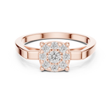 14K Solid Gold Lab Diamond Halo Ring, Rose Gold